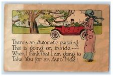 1919 Girl Walking Boy Driving Car New Sootland New York NY Antique Postcard picture