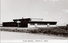 High School Ponteix SK near Swift Current Saskatchewan c1964 RPPC Postcard H27 picture