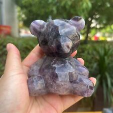 0.9LB 3.5'' Natural Dream Amethyst Teddy Facet Bear Quartz Crystal Statue Gift picture