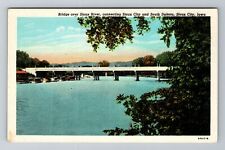 Sioux City IA-Iowa, Bridge Over Sioux River, Antique, Vintage Souvenir Postcard picture