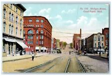 c1910's Michigan Avenue Building Stores Grand Rapids Michigan MI Postcard picture