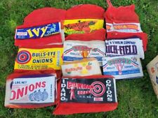 Vintage RED MESH Sacks BAGS Over 20 Advertising picture