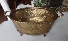 Vintage Brass Lions Claw Footed Planter Bowl Cachepot Decor 12