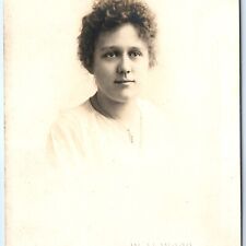 c1910s Chicago, IL Curly Hair Young Lady Girl RPPC Real Photo WM Wood PC  A122 picture