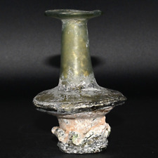 Genuine Ancient Roman Iridescent Glass Bottle Circa 1st - 2nd Century AD picture