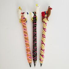 Peruvian Souvernir Ballpoint Pen Knitted Fabric and Lama. Handmade Set of Three picture