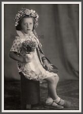 Beautiful young girl Studio Ukrainian costume Handbag Cute dress antique photo picture
