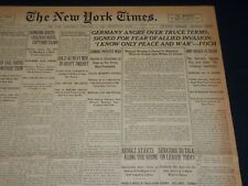 1919 FEBRUARY 19 NEW YORK TIMES - GERMANY ANGRY OVER TRUCE TERMS - NT 7976 picture