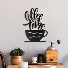 Matte Black Metal Coffee Time Letter Cutout Wall Decorative Sign w/ Coffee Cup picture