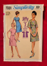 Simplicity 7031 VTG 1967 Sewing Pattern Miss Women One-Piece Jiffy Dress Sz 18½ picture