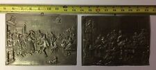 Victorian Medieval Colonial Pewter Plates Drinking Music Bar Art Decor x2 B4 picture