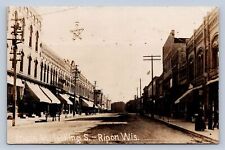 J90/ Ripon Wisconsin RPPC Postcard c1910 Main Street Stores  703 picture
