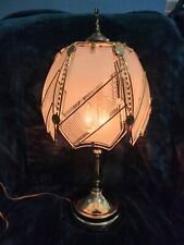 VTG Glass Panel Table Touch Lamp Brass MCM Candelabra 3 Light picture