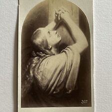Antique CDV Filler Photograph Mary Magdalene At Cross Portrait Of Saint picture