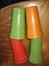 Vintage Packerware Green-orange  Plastic Tumblers - Set Of 4 Cups - USA Made picture