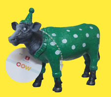 Cow in Green Birthday Outfit Hard Plastic Display Home Decor Figure 5