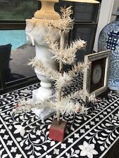 HTF Antique White German Goose Feather Christmas Tree With Red Base- 16” Tall picture