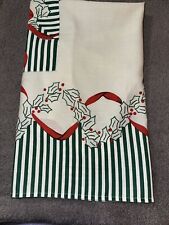 Vintage Bib Apron Christmas Holly Berry Red Ribbons Strip 1 Pocket picture