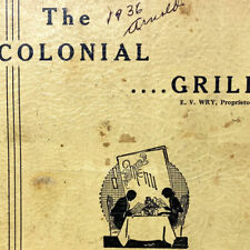 1936 The Colonial Grill Cafeteria Restaurant Menu St Albans Vermont Blue Lion picture