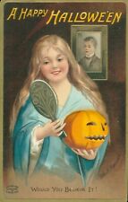 Clapsaddle Would You Believe It A Happy Halloween Postcard~Girl In Mirror~c1909 picture