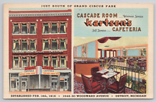 Detroit Michigan Kartssen's Cafeteria Woodland Park Linen Postcard picture