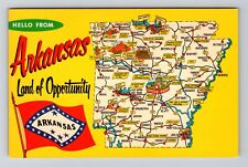 AR-Arkansas, Scenic Map Greetings, Landmarks, Vintage Postcard picture