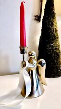 Vintage Pewter Christmas Angel Candlestick Holder | Large picture