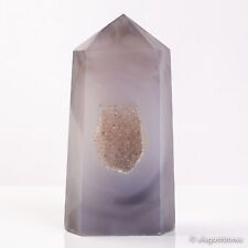 712g 142mm Natural Druzy Agate Geode Quartz Crystal Tower Point Healing Chakra picture