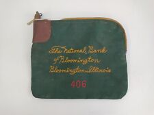Vintage Green Rifkin National Bank Bloomington IL Locking Bank Bag 2 Keys Works picture