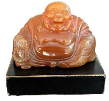 VINTAGE Chinese Hand Carved Brown Agate Happy Buddha Statue Figurine 451 grams picture