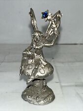 91 Yahre Gallo Pewter Fairy Nymph Pixie Sitting On A Mushroom Wand 2.5” picture