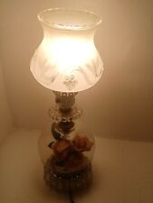 table lamp Vtg. 2 TIER STACKED  GLASS TABLE LAMP w/SHADE 16