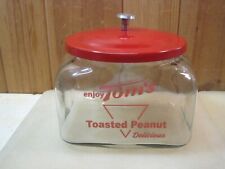 Vintage Style Tom's Toasted Peanuts Advertising Counter Snack Cookie Jar - RED picture