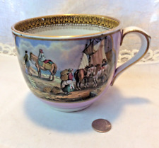Antique 19th Century Victorian Prattware Large  Cup Equestrian Transfer SS picture