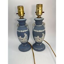 Vtg Pair Of Wedgewood Style Blue Lamps, Made In Occupied Japan, Needs Rewiring picture