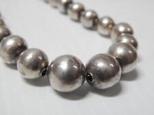 VINTAGE / ANTIQUE MEXICAN GRDUATD STERLING SILVER BEADS NECKLACE - 17 1/4 