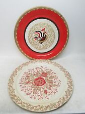 Two Vintage Mid Century Decorative Metal Platters - Various Designs picture