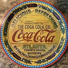 Vintage Coca Cola Collectible Round Tray Atlanta Toronto Havana Baltimore picture