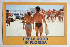 Vintage Florida Man Beach Postcard Humor Classic Cars Swimsuit Pier Funny  picture