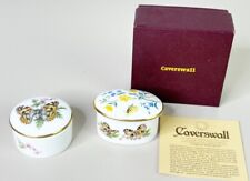 VTG Butterfly Trinket Box (Lot Of 2) Bone China Coverswall Royal Worcester EUC picture