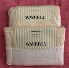 King Size Sheets Fitted Flat Waverly Fieldcrest 200 Count Vintage NIP Gold Plaid picture