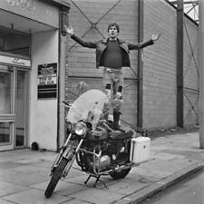 Nicky Henson standing on a motorcycle UK, 1972 OLD PHOTO picture