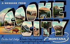 Cooke City MT-Montana Large Letter Landmarks Red Lodge Highway Vintage Postcard picture