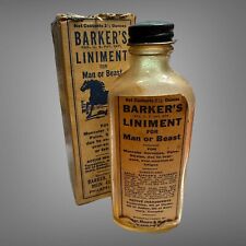 Antique Barker’s Liniment Bottle & Label Apothecary In Box Medicine Horse C.1890 picture