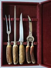 Vintage Cutlery Set - Bristol Line Solin Germany - Stainless - Antler Handle 4pc picture