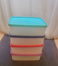 NEW Tupperware Vintage Square Away Sandwich Keeper/storage bowls Set of 4 w/Lids picture