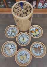 Vintage Rattan Butterfly Coaster Set picture