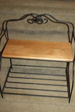 Longaberger Foundry 2 Tier Iron wall  bakers rack shelf with wood shelf picture