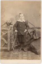 CIRCA 1880'S CABINET CARD OF YOUNG BOY SUIT WALKING STICK CROSSMAN ROCHESTER NY picture