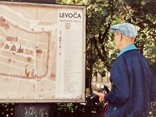 L3 Photograph Old Man Looking At City Map Of Levoca 1991 Holding Camera  picture